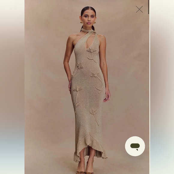 Meshki Dresses & Skirts - Meshki Celestino
Floral Metallic Knit Maxi Dress - Gold